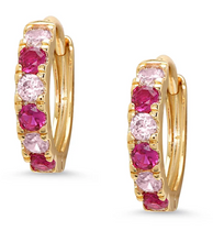 Load image into Gallery viewer, 2-Tone Pink CZ Hoop Earrings
