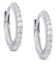 Load image into Gallery viewer, CZ Hinged Hoop Earrings In White

