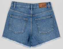 Load image into Gallery viewer, Distressed Medium Wash Denim Shorts
