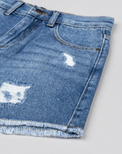 Load image into Gallery viewer, Distressed Medium Wash Denim Shorts
