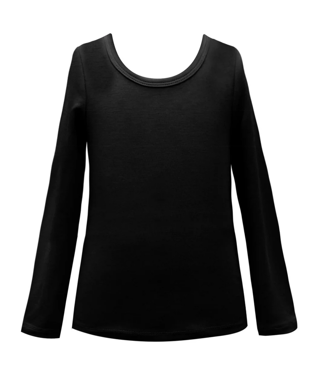 Black Solid Basic Long Sleeve Top