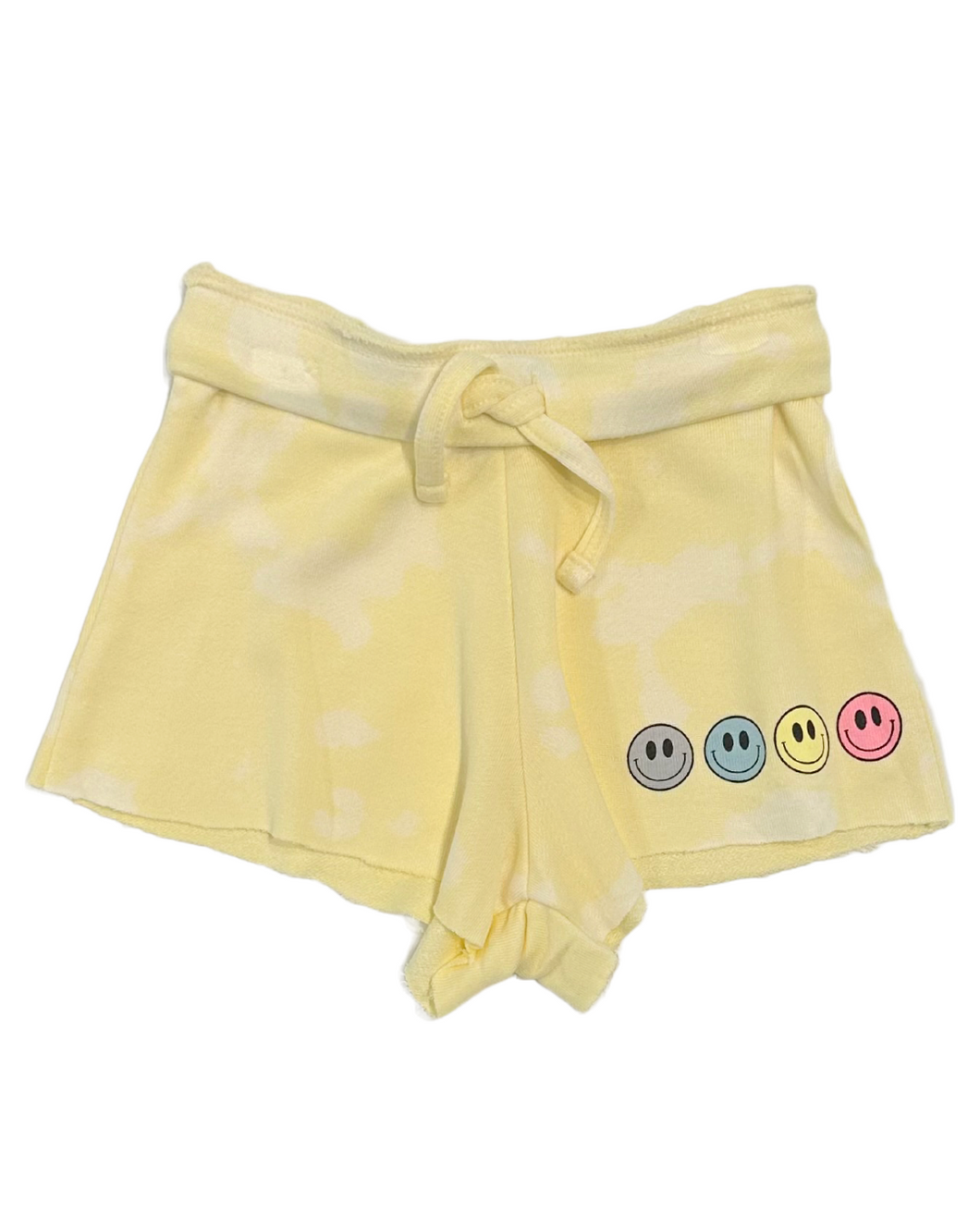 Yellow Tie Dye Smiley Face Shorts