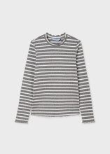 Load image into Gallery viewer, Grey Stripe Ribbed Top
