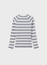 Load image into Gallery viewer, Black/Blue Striped Ribbed High-Neck Top
