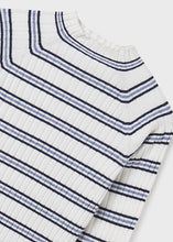 Load image into Gallery viewer, Black/Blue Striped Ribbed High-Neck Top
