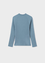 Load image into Gallery viewer, Dusty Blue Ribbed High-Neck Top
