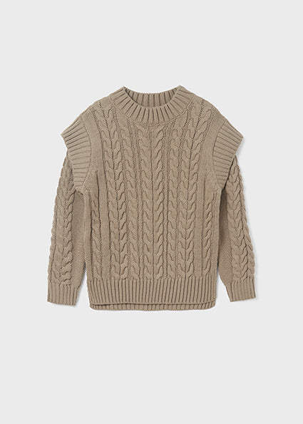 Taupe Braided Knit Sweater