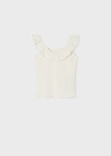 Load image into Gallery viewer, Ivory Ribbed Ruffled Tank
