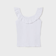 Load image into Gallery viewer, White Ribbed Ruffled Tank
