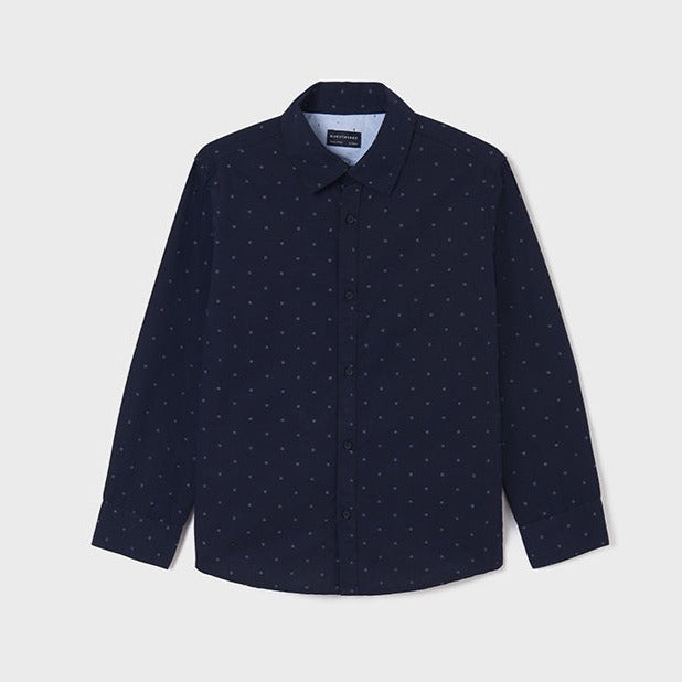 Navy Speckled Button Up