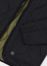 Load image into Gallery viewer, Black/Olive Quilted Reversible Bomber Jacket
