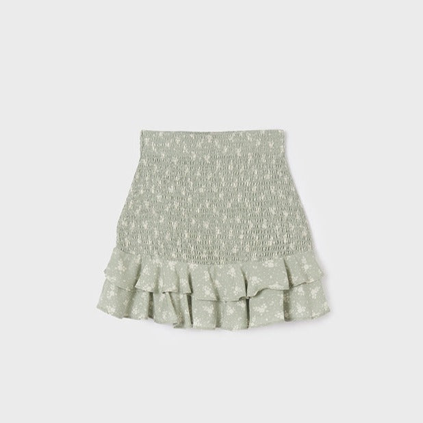 Sage Petite Floral Ruffle Skirt