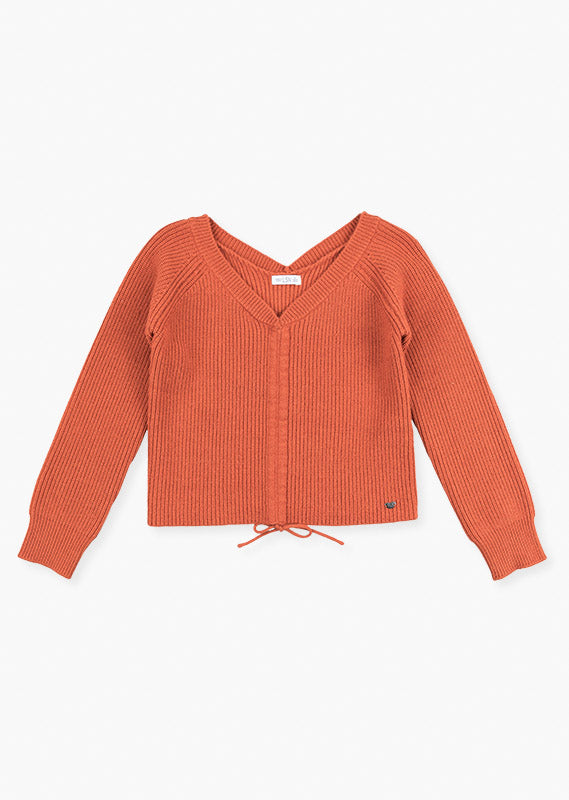 Rust Rib Knit Semi-Crop Top