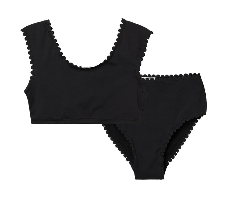 Black Scalloped 2pc Swimsuit