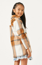 Load image into Gallery viewer, Camel Plaid Open Shacket
