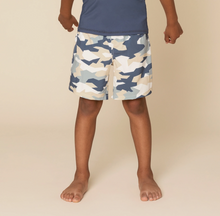 Load image into Gallery viewer, Dusty Blue Camo Swim Trunks
