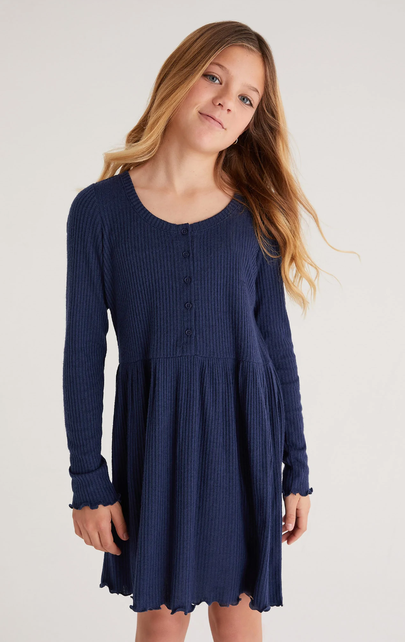Midnight Blue Claire Ribbed Dress