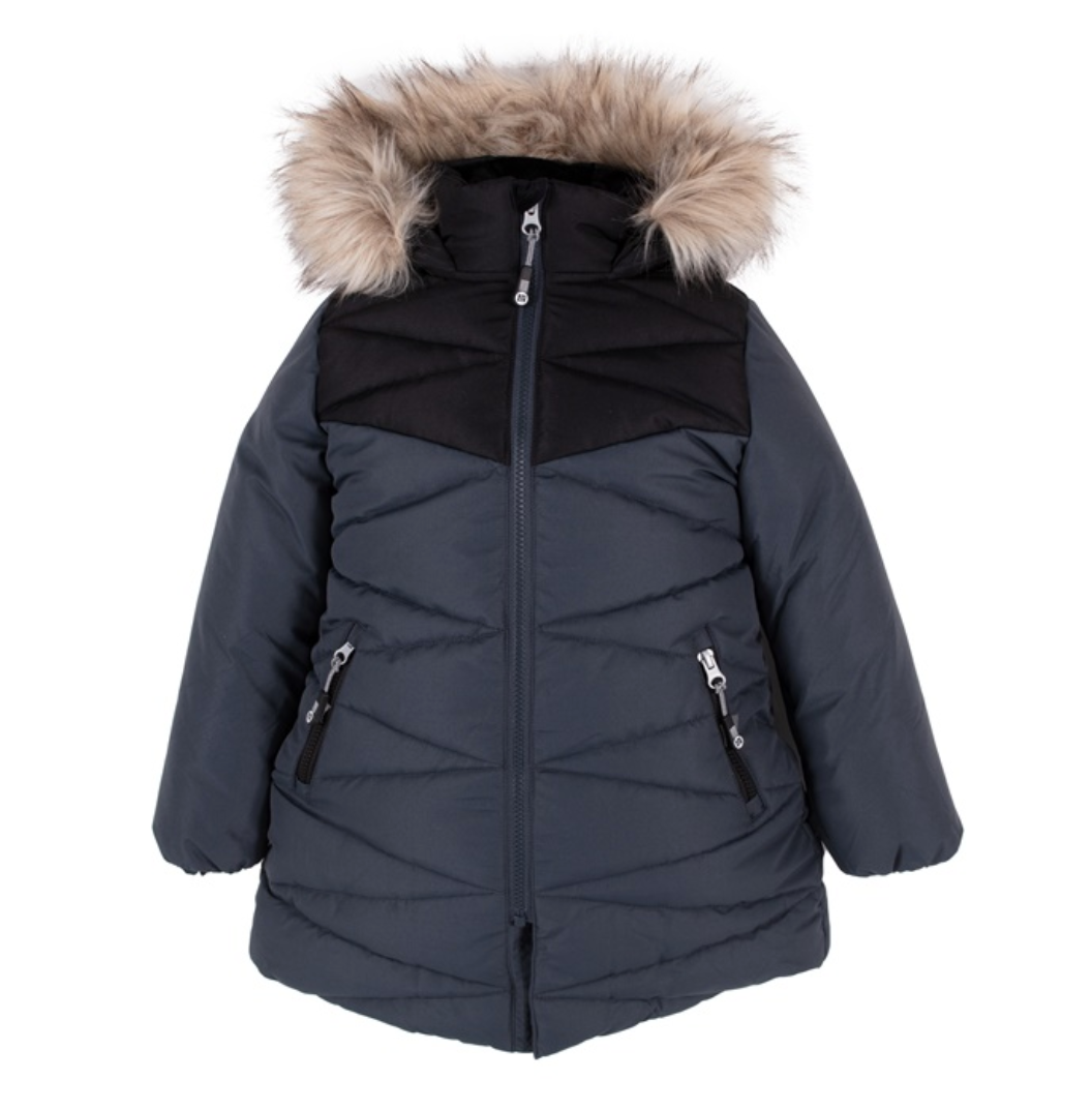 Black / Charcoal Quilted Winter Coat