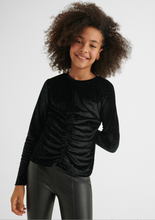 Load image into Gallery viewer, Black Velour Ruched Top
