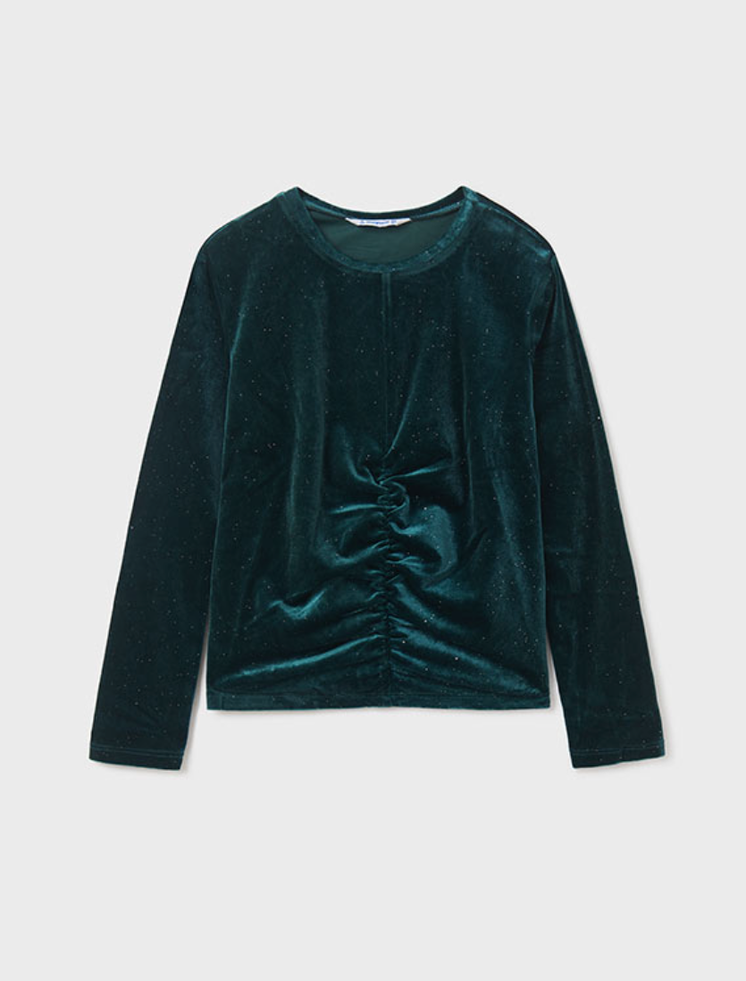 Emerald Velour Ruched Top