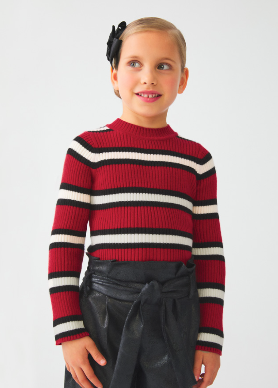 Red Stripe Ribbed Top