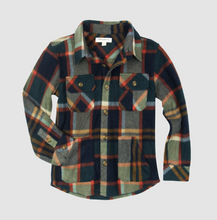 Load image into Gallery viewer, Navy/Everglade Fleece Plaid Shacket
