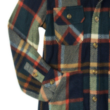 Load image into Gallery viewer, Navy/Everglade Fleece Plaid Shacket
