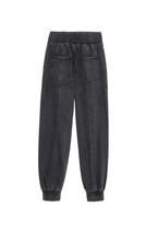 Load image into Gallery viewer, Black Smocked Denim Joggers

