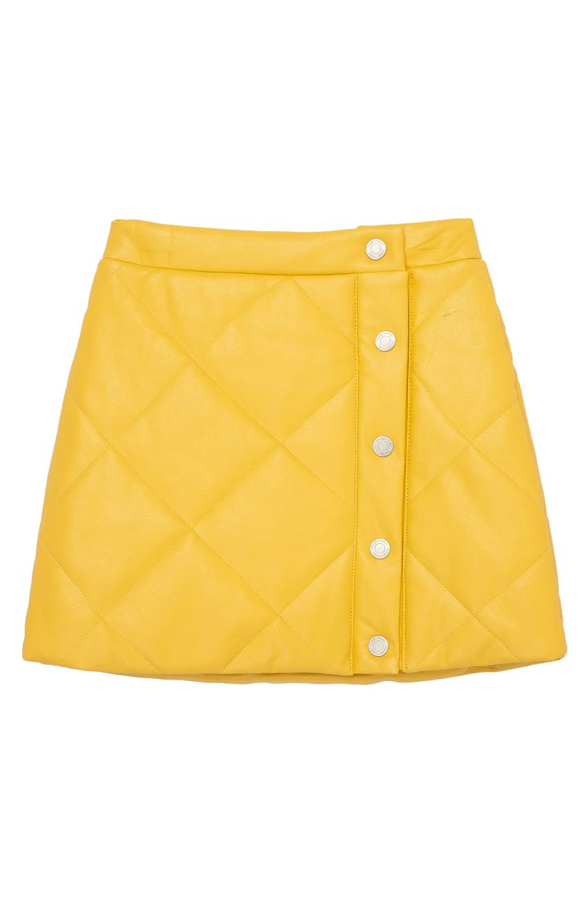 Mustard Quilted Pleather Skirt