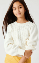 Load image into Gallery viewer, Cream Cable Knit Crewneck Sweater
