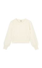 Load image into Gallery viewer, Cream Cable Knit Crewneck Sweater

