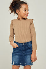 Load image into Gallery viewer, Chestnut Ribbed Ruffle Top
