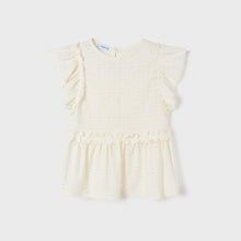 Load image into Gallery viewer, Ivory Eyelet Peplum Top
