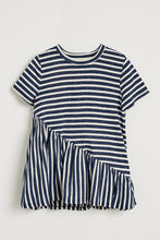 Load image into Gallery viewer, Navy Stripe Ruffle Tunic
