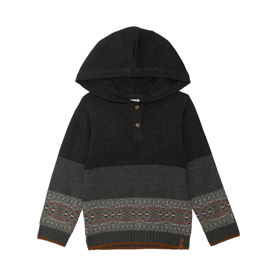 Charcoal Mix Hooded Knit Sweater