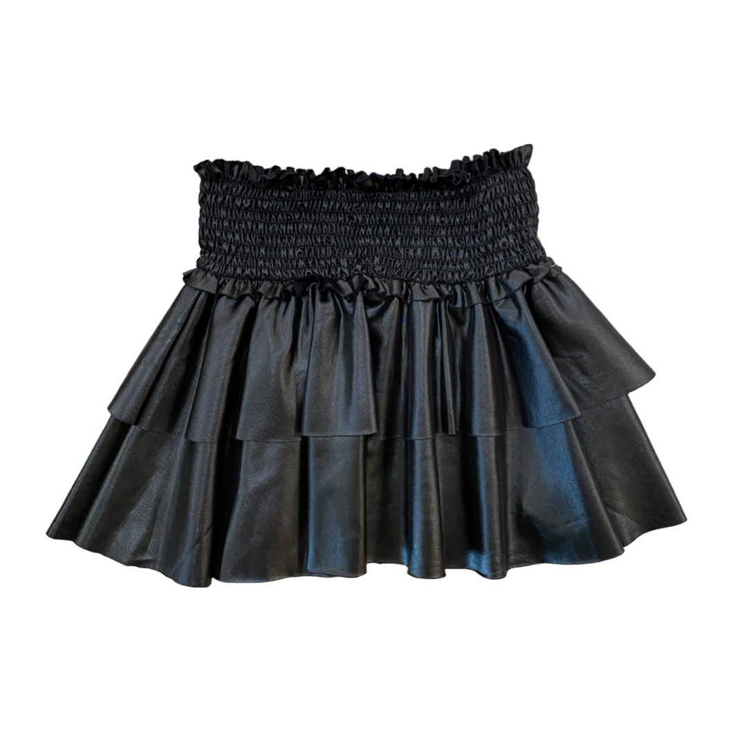 Pleather Tiered Skirt