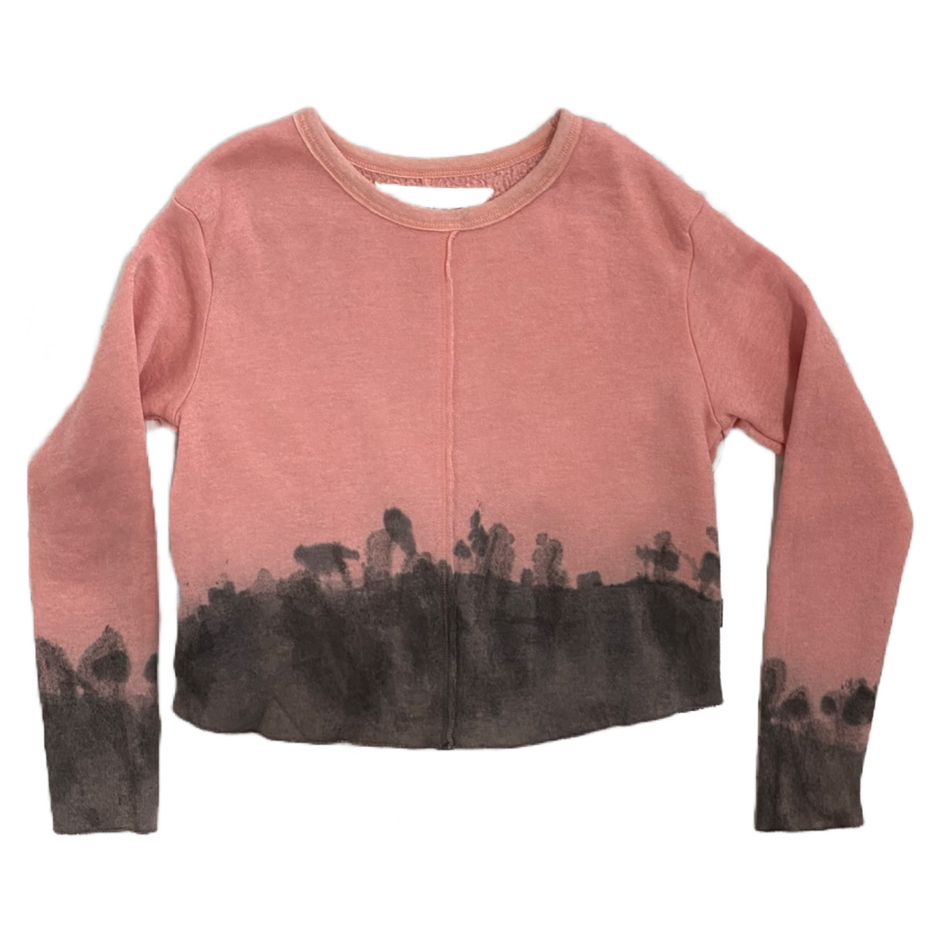 Pink/Charcoal Crewneck Sweater Top