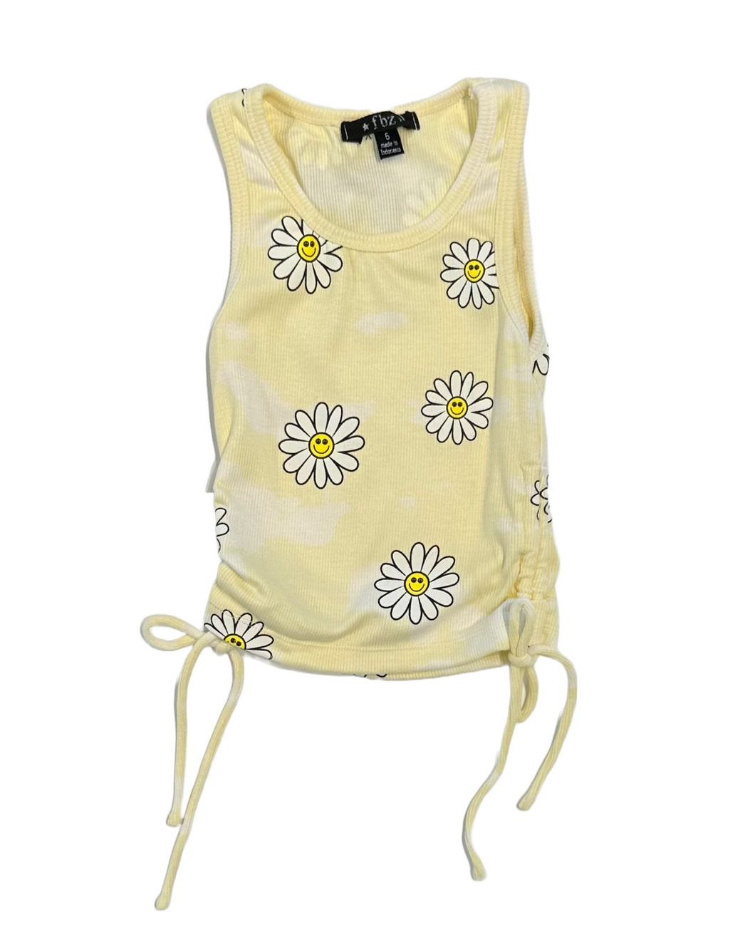 Smiley Face Flower Ruched Tank