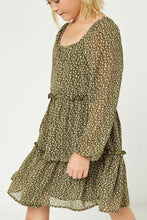 Load image into Gallery viewer, Petite Floral Olive Tiered Dress
