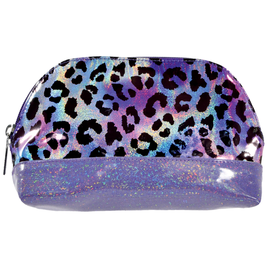 Iridescent Leopard Oval Cosmetic Bag