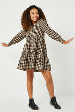 Load image into Gallery viewer, Taupe/Black Plaid Tiered Dress
