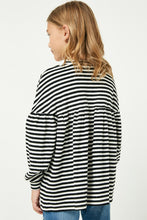 Load image into Gallery viewer, Striped Puff Sleeve Peplum Top
