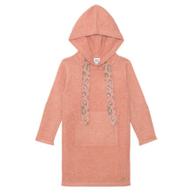 Load image into Gallery viewer, Peachy Leopard Hooded Sweater Dress
